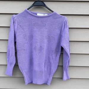 Vintage Purple Heart Pattern Sweater